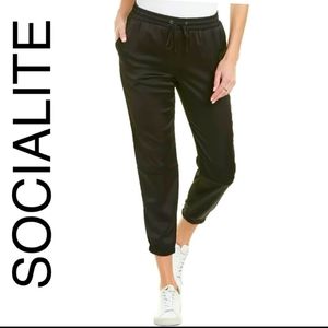 NEW SOCIALITE Stretch Satin Drawstring Jogger Pant Women’s; Color Olive, SZ:XS.